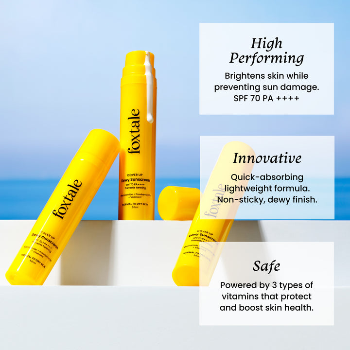 Benefits of Dewy Finish Sunscreen (SPF 70) by foxtale