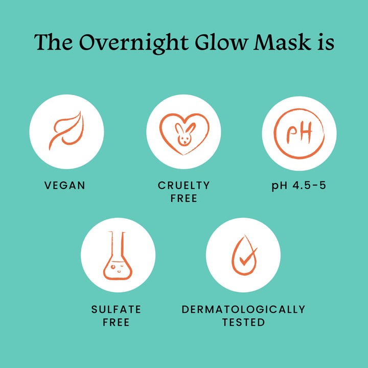 Overnight Glow Mask is vegan, cruelty free, sulphate free & dermatologically tested