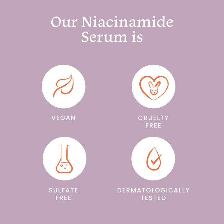 niacinamide serum is vegan, cruelty free, sulphate free, dermatologically tested