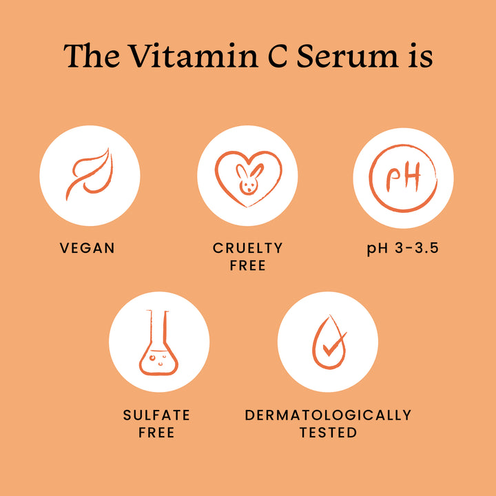 Vitamin C Serum is vegan, cruelty free, sulphate free & dermatologically tested